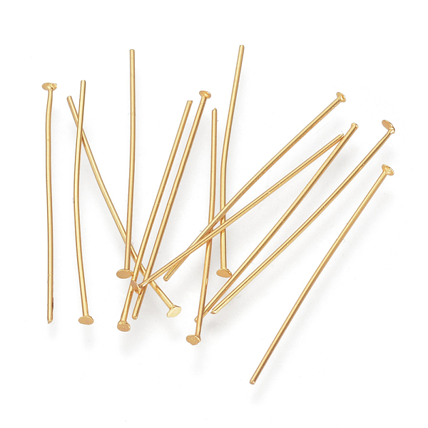 

PandaHall 304 Stainless Steel Flat Head Pins, Real 16K Gold Plated, 40x0.7mm, Head: 1.6mm 304 Stainless Steel