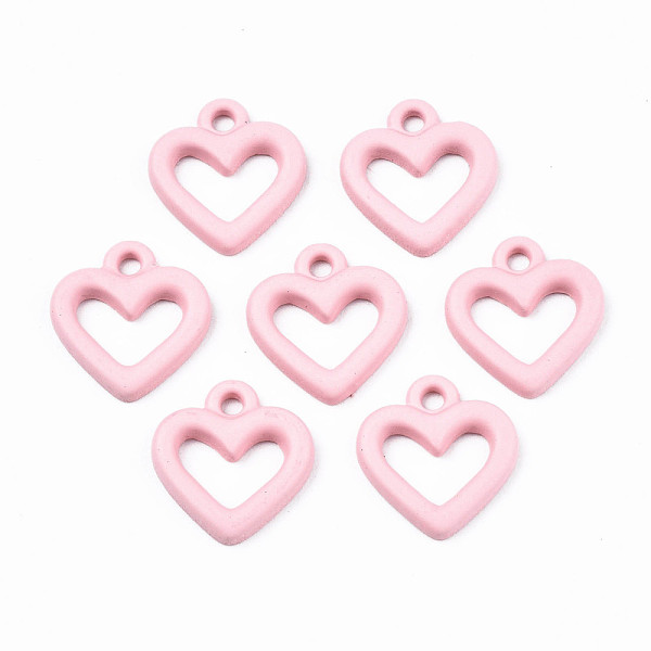 

PandaHall Spray Painted Alloy Charms, Cadmium Free & Lead Free, Heart, Pink, 13x12x2mm, Hole: 1.5mm Alloy Heart Pink