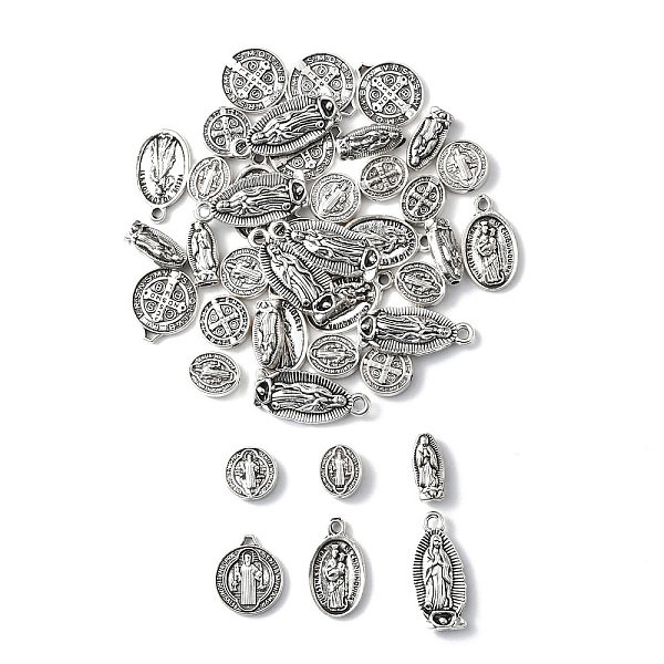 

PandaHall 60Pcs 6 Style Tibetan Style Alloy Beads and Pendants, with Jesus and Latin Cross, For Easter, Antique Silver, 10~22x6~13x1.5~4mm...
