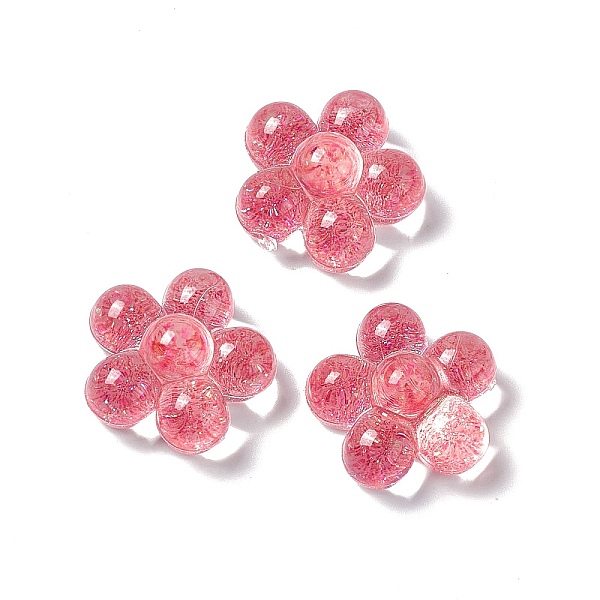 

PandaHall Translucent Acrylic Cabochons, with Glitter Powder, 5-Petal Flower, Red, 24.5x25x12.5mm Acrylic Flower Red