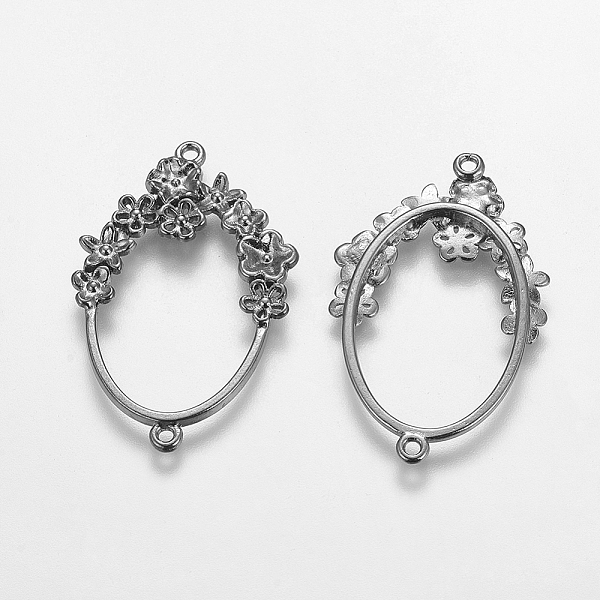 

PandaHall Alloy Links connectors, Oval, Accented with Flower, Gunmetal, Lead Free, Nickel Free and Cadmium Free, about 42mm long, 26mm wide...