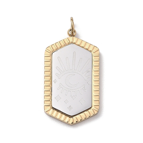 

PandaHall 304 Stainless Steel Pendants, with Jump Ring, Hexagon Charm, Golden & Stainless Steel Color, 27x15x2mm, Hole: 3mm 304 Stainless...