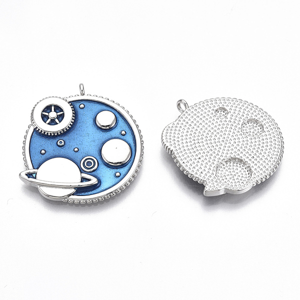 

PandaHall Brass Enamel Pendants, Planet, Universe Space Charms, Nickel Free, Real Platinum Plated, Steel Blue, 27x27x2mm, Hole: 1.6mm...
