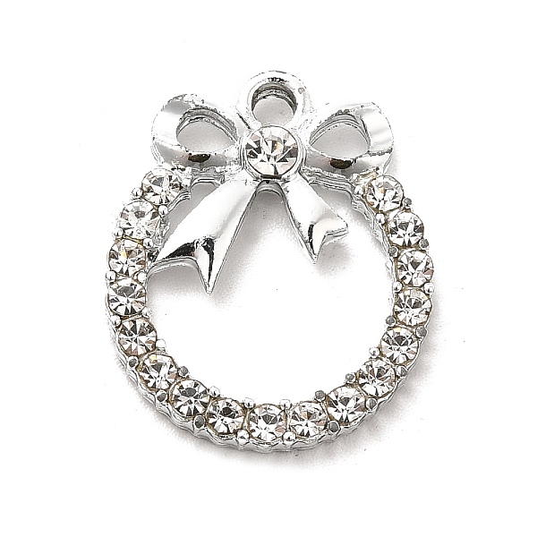 

PandaHall Alloy Rhinestone Pendants, Platinum Tone Flat Round with Bowknot Charms, Crystal, 20.5x17x3.5mm, Hole: 2mm Alloy+Rhinestone Flat..., Clear