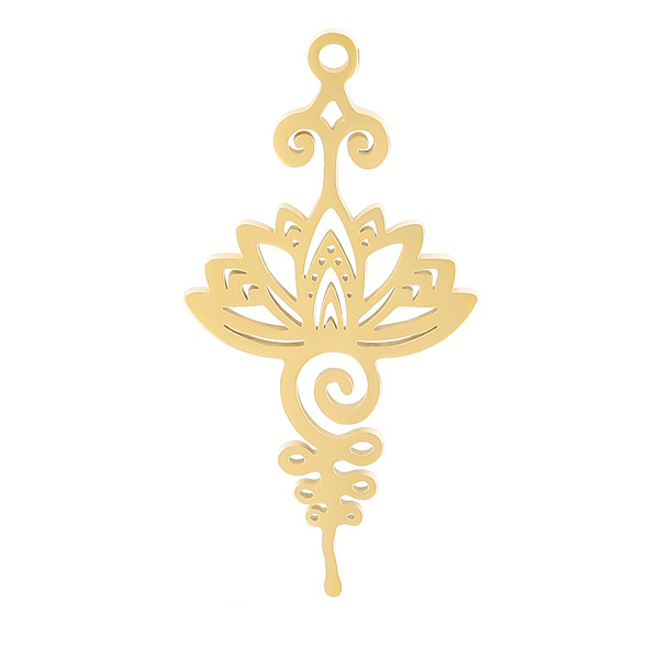 

PandaHall Stainless Steel Pendants, Lotus Charms, Golden, 34x17x1.5mm, Hole: 1.2mm Stainless Steel Flower