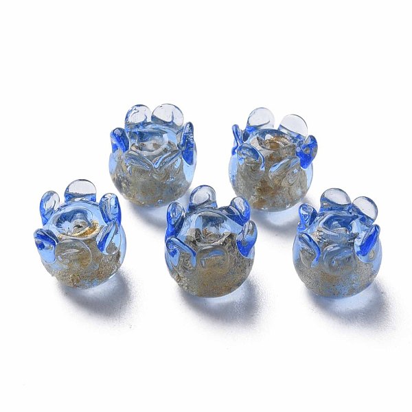 

PandaHall Handmade Gold Foil Lampwork Beads, Jellyfish, Dodger Blue, 8.5~9.5x8.5mm, Hole: 1~1.5mm Gold Foil Fish