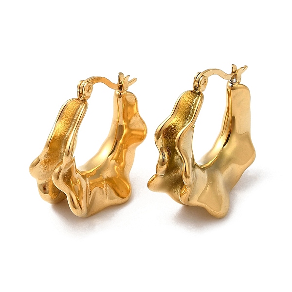 

PandaHall Ion Plating(IP) 304 Stainless Steel Twist Teardrop Hoop Earrings, Real 18K Gold Plated, 28x13.5mm 304 Stainless Steel Teardrop
