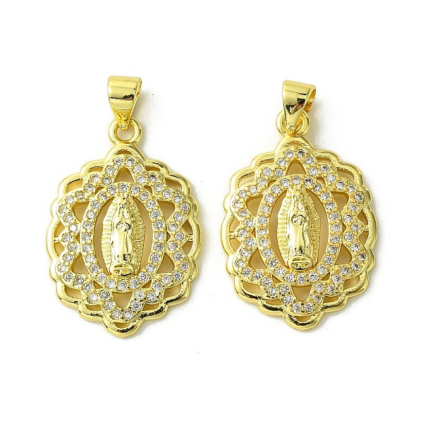 

PandaHall Brass Micro Pave Cubic Zirconia Pendants, Real 18K Gold Plated, Oval, 25.5x17.5x3mm, Hole: 4x3mm Brass+Cubic Zirconia Oval Clear