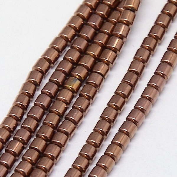 

PandaHall Electroplate Non-magnetic Synthetic Hematite Beads Strands, Column, Grade A, Copper Plated, 2x2mm, Hole: 1mm, about 200pcs/strand...