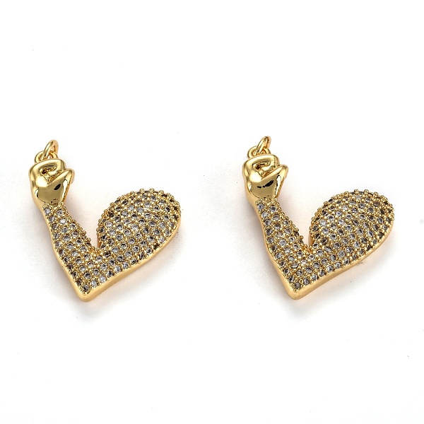 

PandaHall Brass Micro Pave Clear Cubic Zirconia Pendants, with Jump Rings, Long-Lasting Plated, Arm, for Power, Real 18K Gold Plated...