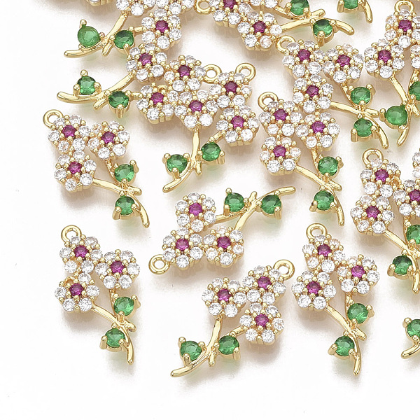 

PandaHall Brass Micro Pave Cubic Zirconia Pendants, Nickel Free, Flower, Colorful, Real 18K Gold Plated, 19x10x2.5mm, Hole: 0.9mm...