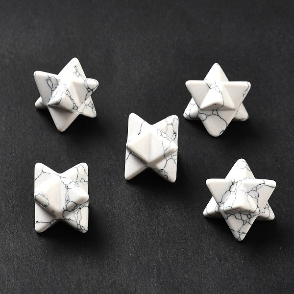PandaHall Synthetic Howlite Beads, No Hole/Undrilled, Merkaba Star, 14.5~15x14.5~15x14.5~15mm Howlite Star