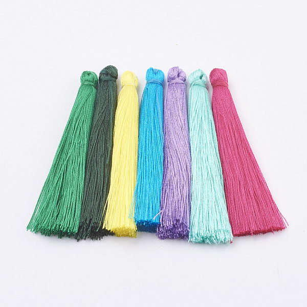 

PandaHall Nylon Tassel Pendant Decoration, Mixed Color, 65~74x6mm Nylon Multicolor