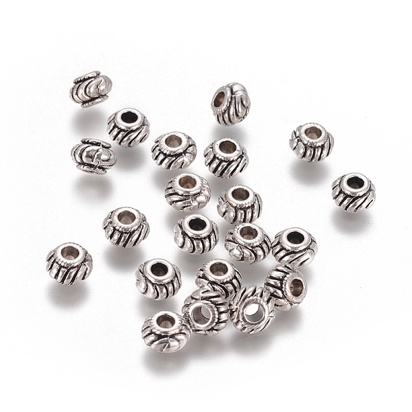 

PandaHall Tibetan Style Alloy Spacer Beads, Lead Free, Rondelle, Antique Silver, 6x4mm, Hole: 2mm Alloy Rondelle