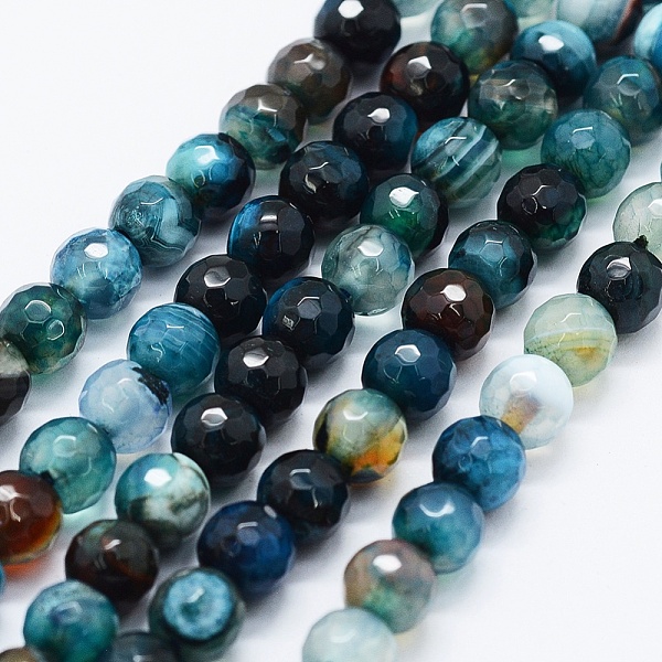 

PandaHall Faceted Natural Agate Beads Strands, Dyed & Heated, Round, Prussian Blue, 6mm, Hole: 0.5mm, about 63pcs/strand, 14.4 inch(36.5cm)...