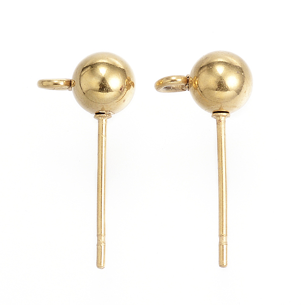 

PandaHall 304 Stainless Steel Stud Earring Findings, with Loop, Golden, 17x8x5mm, Hole: 2mm, Pin: 0.8mm 304 Stainless Steel Round