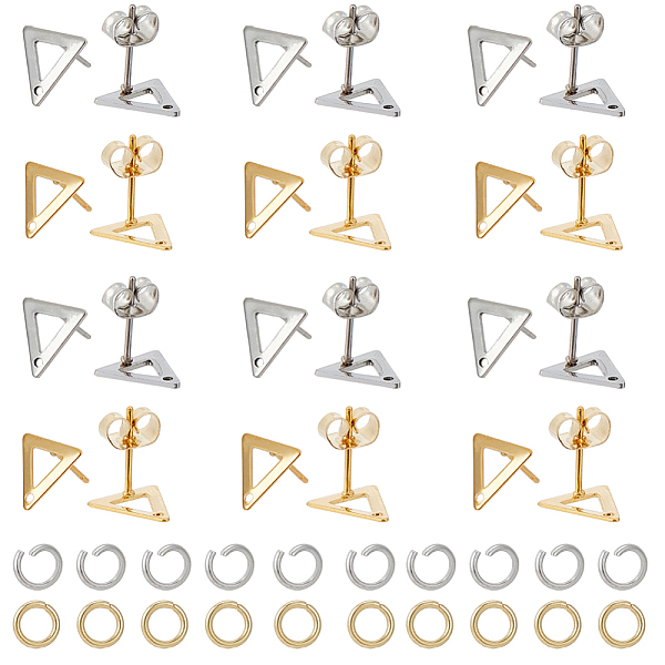 

PandaHall SUNNYCLUE 80Pcs 2 Colors 201 Stainless Steel Stud Earring Findings with Hole, 304 Stainless Steel Pins and Ear Nuts, 80Pcs 2...