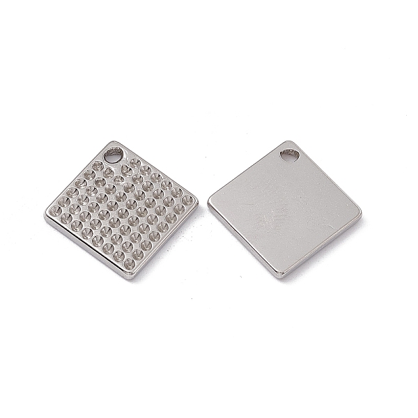 

PandaHall 304 Stainless Steel Pendants, Rhombus Charm, Stainless Steel Color, 20x20x2mm, Hole: 1.6mm 304 Stainless Steel Rhombus