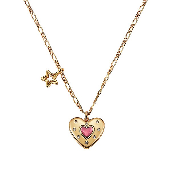 

PandaHall Pink Cubic Zirconia Heart Star Pendant Necklace, Brass Jewelry for Women, Golden, 18.5 inch(47cm) Cubic Zirconia Clear