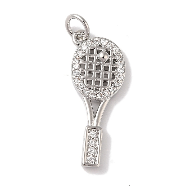 

PandaHall Rack Plating Brass & Clear Cubic Zirconia Pendants, Cadmium Free & Lead Free, Long-Lasting Plated, Badminton Racket, with Jump...