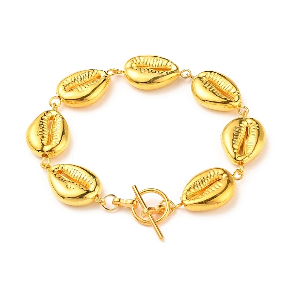 

PandaHall CCB Plastic Link Bracelets, with Alloy Toggle Clasps, Cowrie Shell Shape, Golden, 7-5/8 inch(19.3cm) Plastic