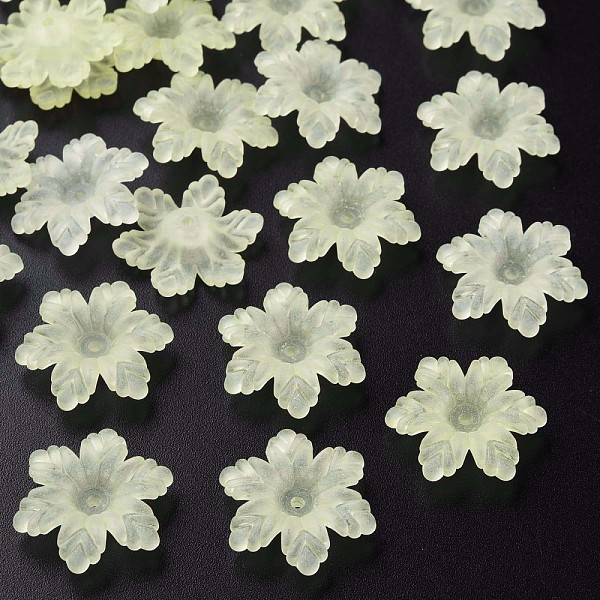

PandaHall Transparent Acrylic Beads, Frosted, Flower, Yellow, 21x19x5.5mm, Hole: 1.6mm, about 930pcs/500g Acrylic Flower Yellow