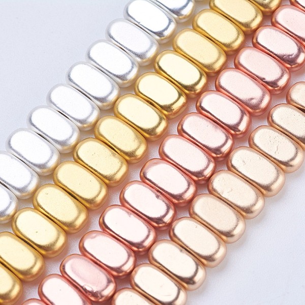 

PandaHall Electroplate Non-magnetic Synthetic Hematite Beads Strands, Frosted, Rectangle, Mixed Color, 4x2x2mm, Hole: 1mm, about...