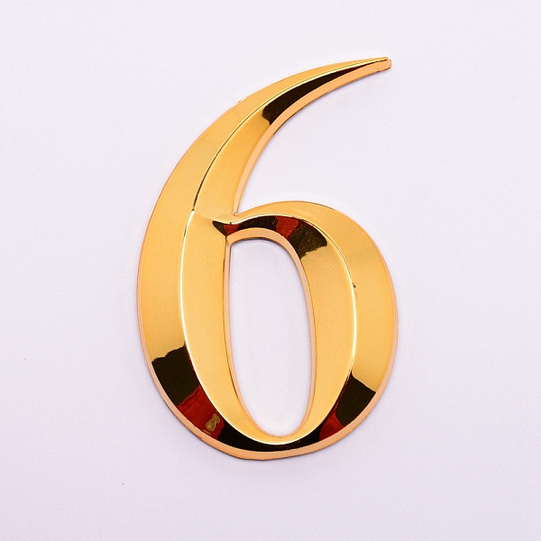 

PandaHall Plastic & PVC Number Sign Labels, Gold, Num.6, 6: 67.5x44x8mm Plastic Gold