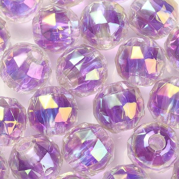 

PandaHall UV Plating Transparent Acrylic European Beads, Large Hole Beads, Round, Blue Violet, 13.5x13mm, Hole: 4mm Acrylic Round
