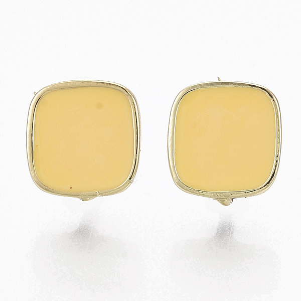 

PandaHall Alloy Enamel Stud Earring Findings, with Loop and Cupronickel Pin, Square, Golden, Gold, 9.5x9mm, Hole: 3mm, Pin: 0.7mm Alloy...