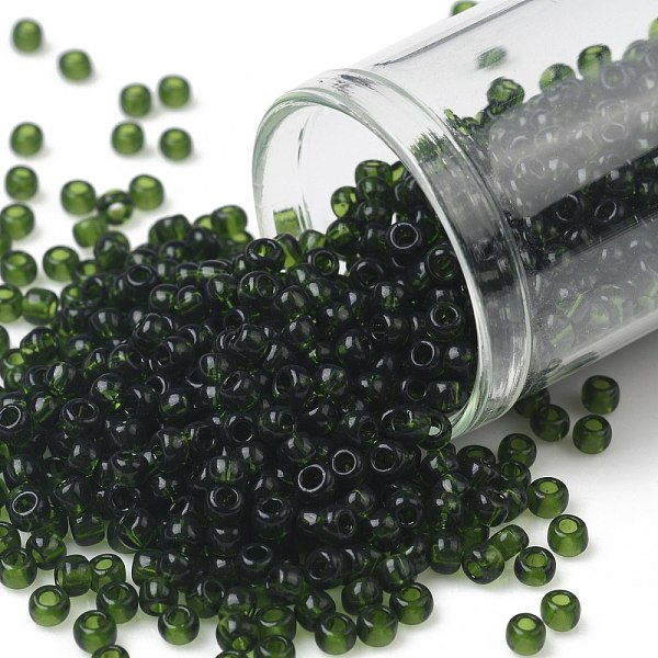 

PandaHall TOHO Round Seed Beads, Japanese Seed Beads, (940) Transparent Olivine, 8/0, 3mm, Hole: 1mm, about 222pcs/bottle, 10g/bottle Glass..., Green