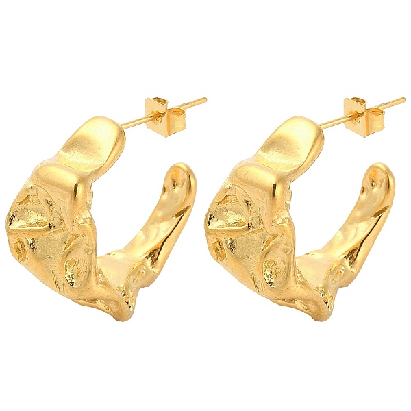 

PandaHall Vacuum Plating 304 Stainless Steel Twist Stud Earrings, Half Hoop Earrings, Golden, 23.5x10.5mm 304 Stainless Steel Twist