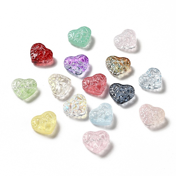 

PandaHall Spray Painted Transparent Glass Beads, Heart, Mixed Color, 13.5x16x7.5mm, Hole: 1.2mm Glass Heart Multicolor
