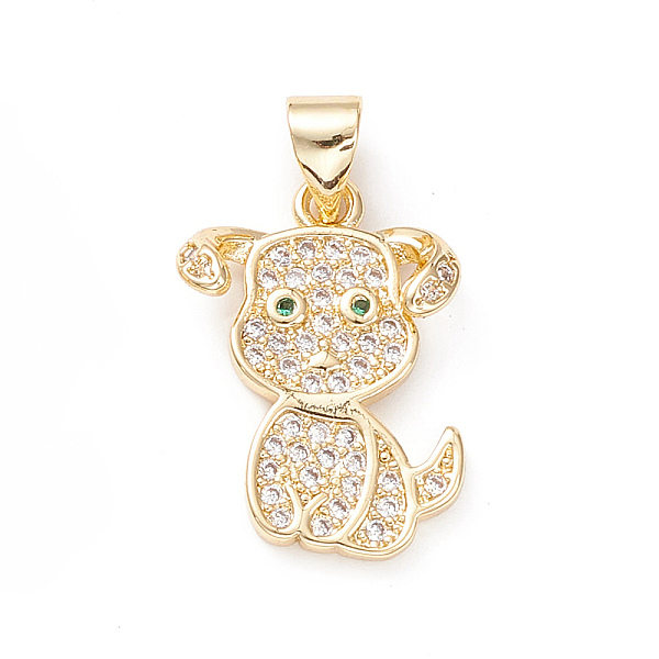 

PandaHall Brass Micro Pave Cubic Zirconia Pendants, Cadmium Free & Lead Free, Real 18K Gold Plated, Dog, Green, 18.2x13x4.5mm, Hole: 3.5x3mm...