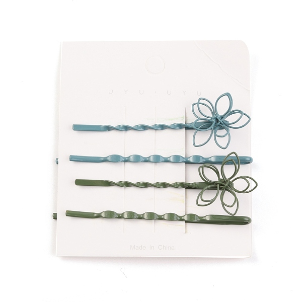 

PandaHall 4Pcs Painted Iron Hair Bobby Pins, with Flower Alloy Findings, Mixed Color, 63x20.5x11mm, 64.2x2.5x5mm, 2 Styles, 2 Colors Alloy..., Multicolor