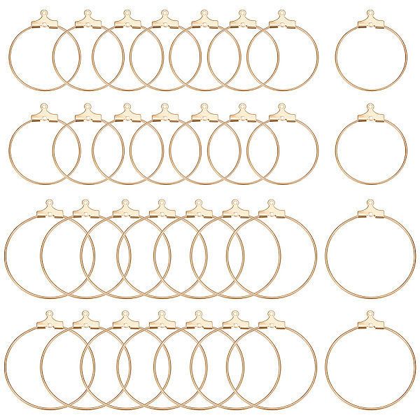 

PandaHall Beebeecraft 40Pcs 2 Size Brass Pendants, Hoop Earring Findings, Ring Charms with Double Loops, Real 18K Gold Plated...