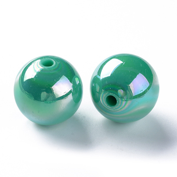 

PandaHall Opaque Acrylic Beads, AB Color Plated, Round, Medium Aquamarine, 20x19mm, Hole: 2~3mm, about 111pcs/500g Acrylic Round