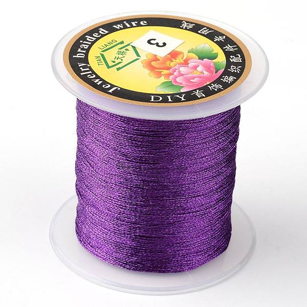 

PandaHall Round Metallic Thread, Embroidery Thread, 6-Ply, Purple, 0.6mm, about 87.48 yards(80m)/roll Fibre Purple