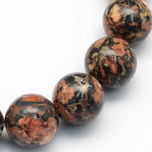 Natural Leopard Skin Jasper Round Beads Strands