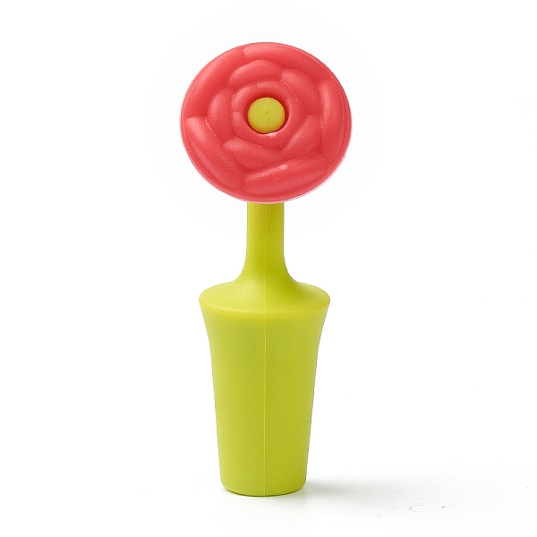 

PandaHall Silicone Wine Bottle Stoppers, Flower, Red, 84x31x24mm, Hole: 7.5mm Silicone Flower Red