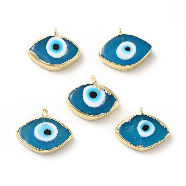 

PandaHall Handmade Lampwork Pendants, with Rack Plating Brass Findings, Long-Lasting Plated, Evil Eye, Steel Blue, 17~18x21~22x4~4.5mm, Hole...