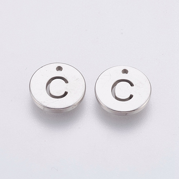 

PandaHall 304 Stainless Steel Charms, Flat Round with Letter, Stainless Steel Color, Letter.C, 10x1mm, Hole: 1mm 304 Stainless Steel Letter...