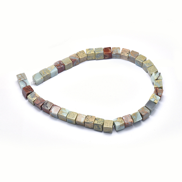 

PandaHall Natural Aqua Terra Jasper Beads Strands, Cube, 10x10x10mm, Hole: 1mm, about 38pcs/strand, 15.3 inch(39cm) Aqua Terra Jasper Cube