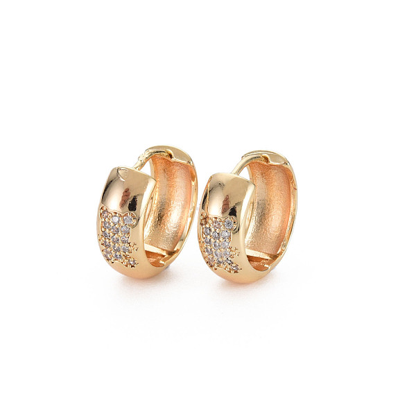 

PandaHall Real 18K Gold Plated Brass Chunky Huggie Hoop Earrings, Cubic Zirconia Bear Pattern Earrings for Women, Nickel Free, Clear...