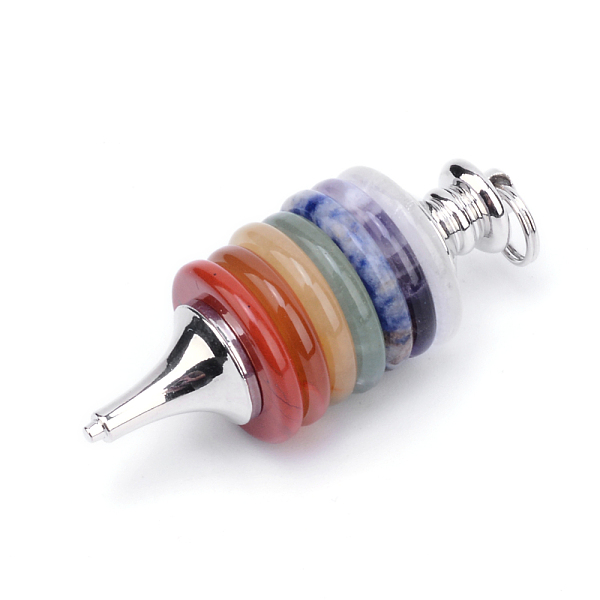 

PandaHall Chakra Natural Gemstone Pointed Pendants, Mixed Color, 47x19mm, Hole: 6mm Mixed Stone Others Multicolor