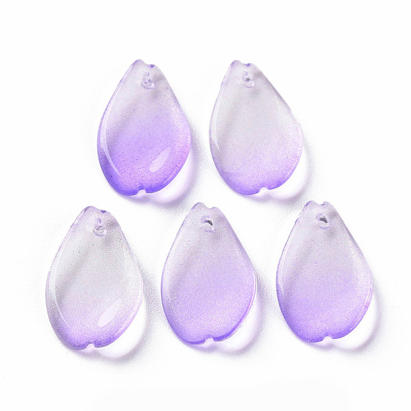 

PandaHall Transparent Spray Painted Glass Pendants, with Glitter Powder, Petaline, Medium Slate Blue, 16x9.5x2mm, Hole: 1mm Glass Petaline