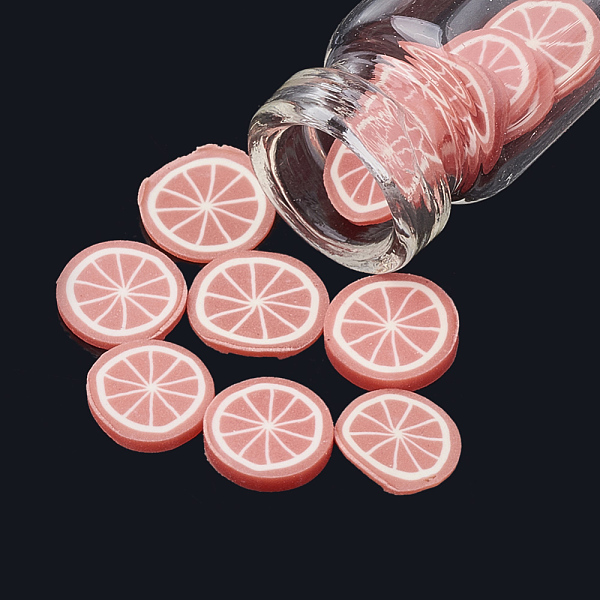 

PandaHall Handmade Polymer Clay Nail Art Decoration Accessories, with Glass Wishing Bottle and CCB Plastic Bottle Stopper, Pomelo, Tomato..., Red