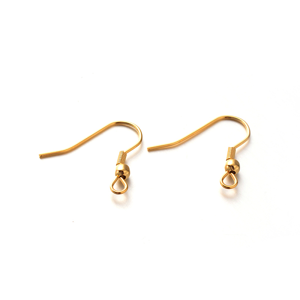

PandaHall 304 Stainless Steel Earring Hooks, Ear Wire, with Horizontal Loop, Golden, 19~20x18~24mm, Hole: 2mm, Pin: 0.7mm 304 Stainless...