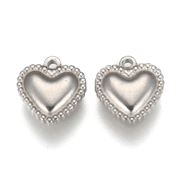 

PandaHall 304 Stainless Steel Charms, Heart, Stainless Steel Color, 10x10x3mm, Hole: 1mm 304 Stainless Steel Heart