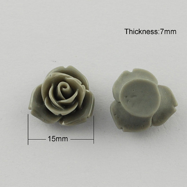 

PandaHall Resin Cabochons, Flower, Dark Gray, 15x7mm Resin Flower Gray